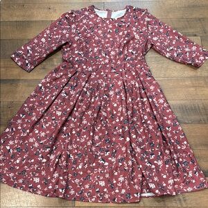 Floral Scoop Neck 3/4 Sleeve Dress